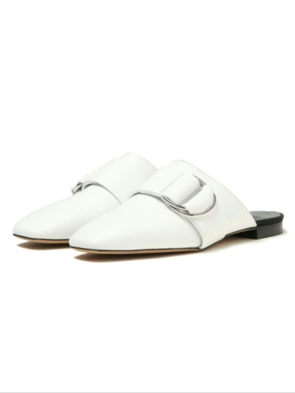 IRO NWT Met White Buckle Strap Leather Slip On Mules